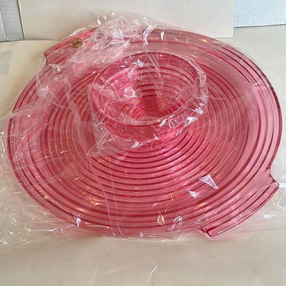 Vintage Majestic Images Chip & Dip Set Pink Lucite New - Picture 7 of 13